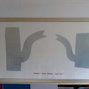 Painting woodcut 'Voulez vous danser avec moi?' by Klaas Gubbels