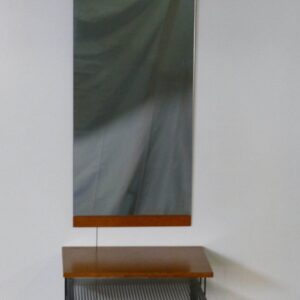 Vintage teak chrome hall table with mirror