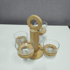 Candle holder wood and glass from Harlyk Denmark