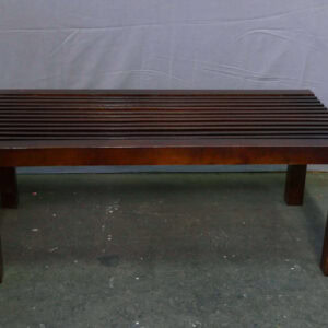 Dark colored walnut slatted table